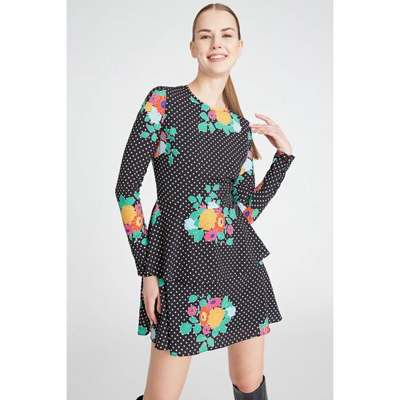 Amur NWT Dalilah Polka Dot Floral Mini Dress 0 - Picture 2 of 7